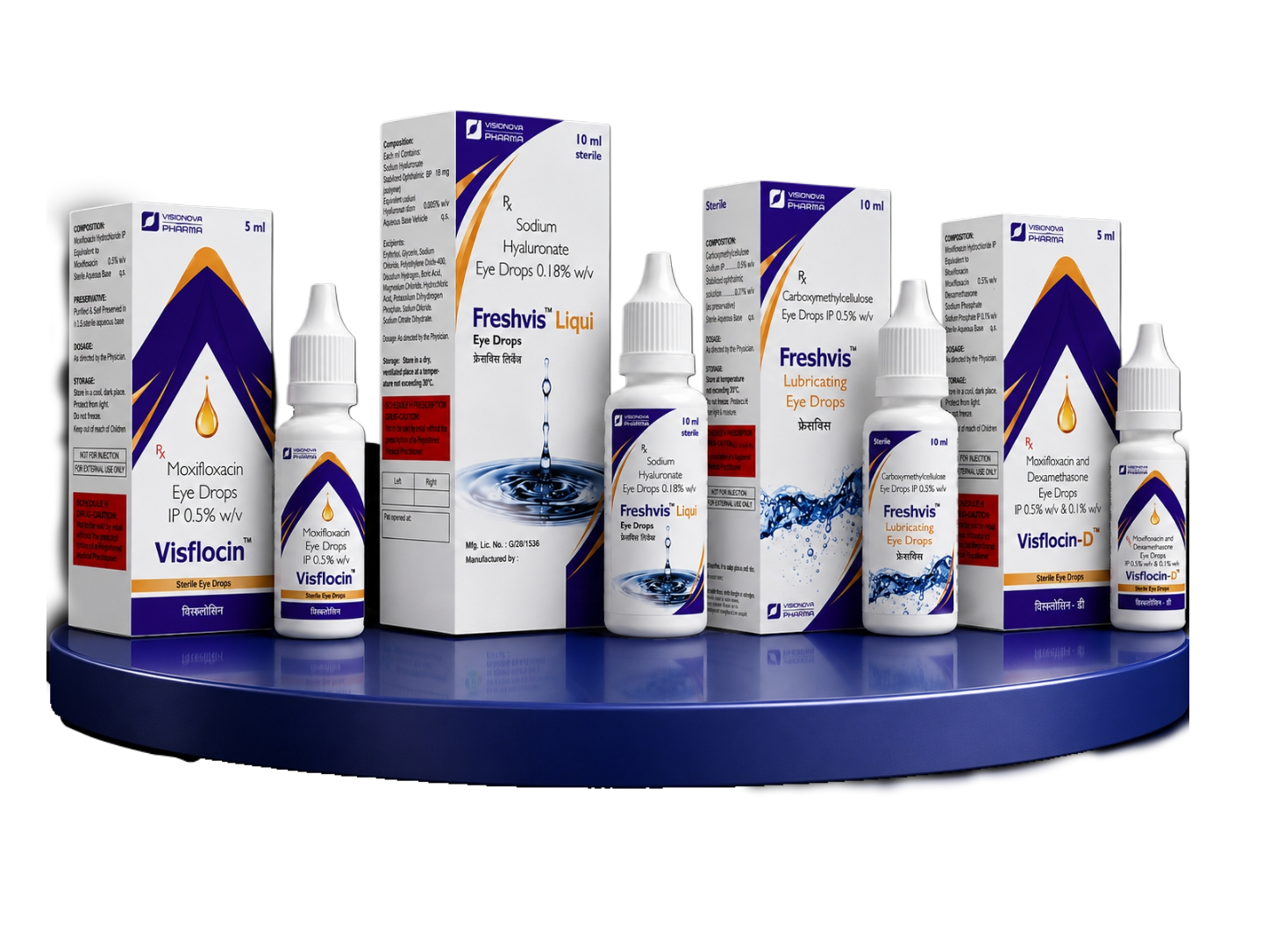 Visionova Pharma Products - Freshvis Liqui, Visflocin, Nevisnac, Gloviseye Eye Drops